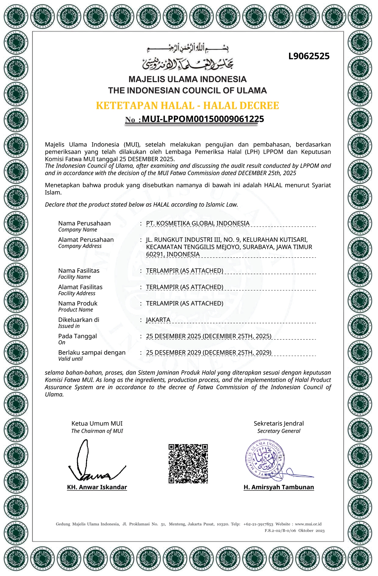 Riabewa Sertifikat Halal MUI